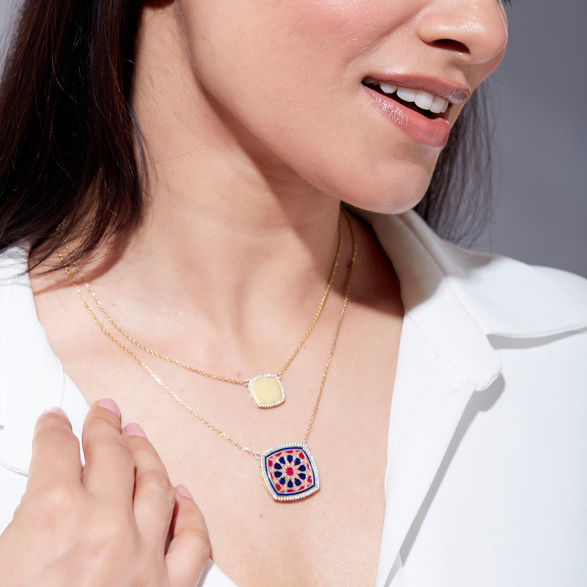Omaira Double Chain Cushion Pendant Medium