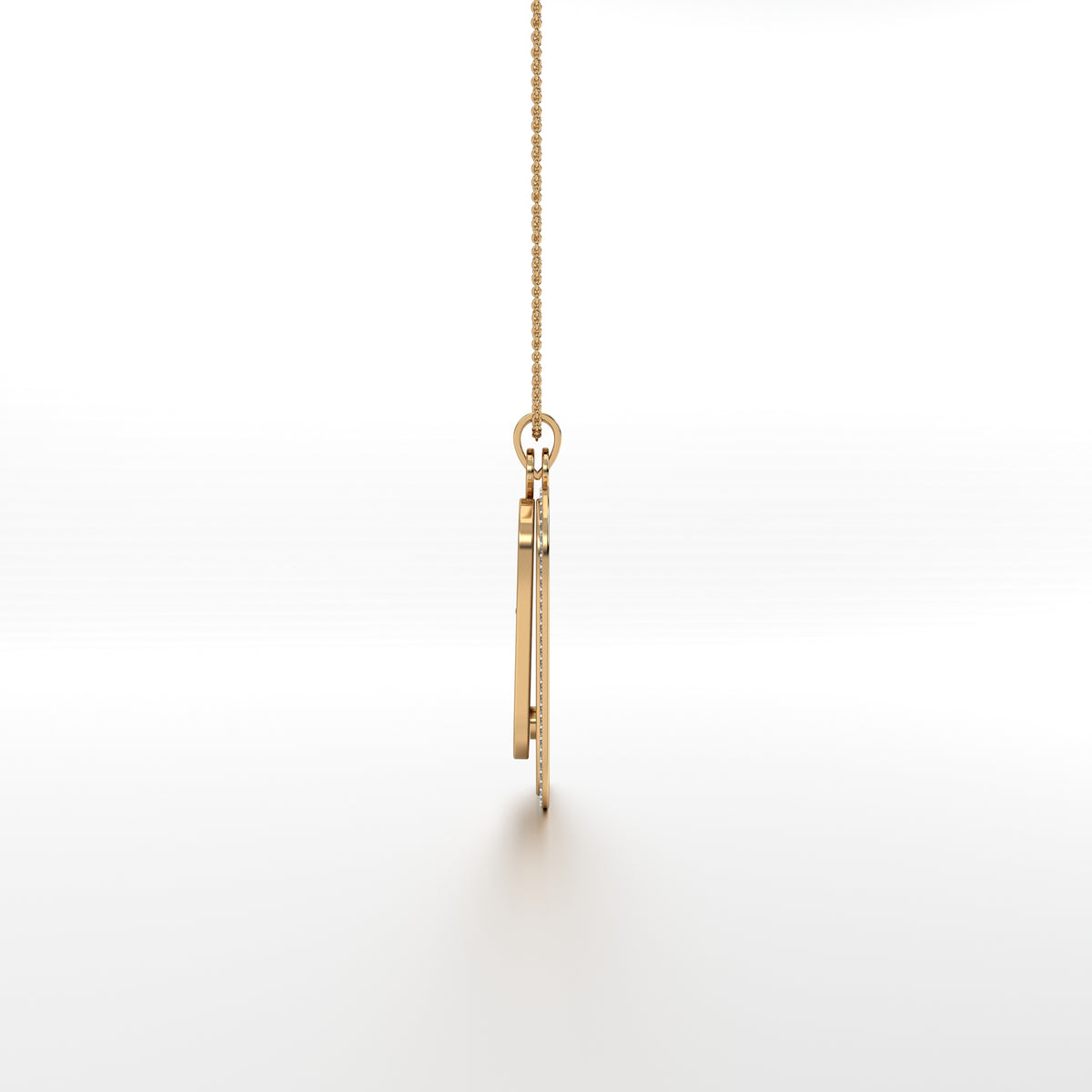 Abhinav Ganesha - Rectangular Gold Double Pendant with Diamond Border
