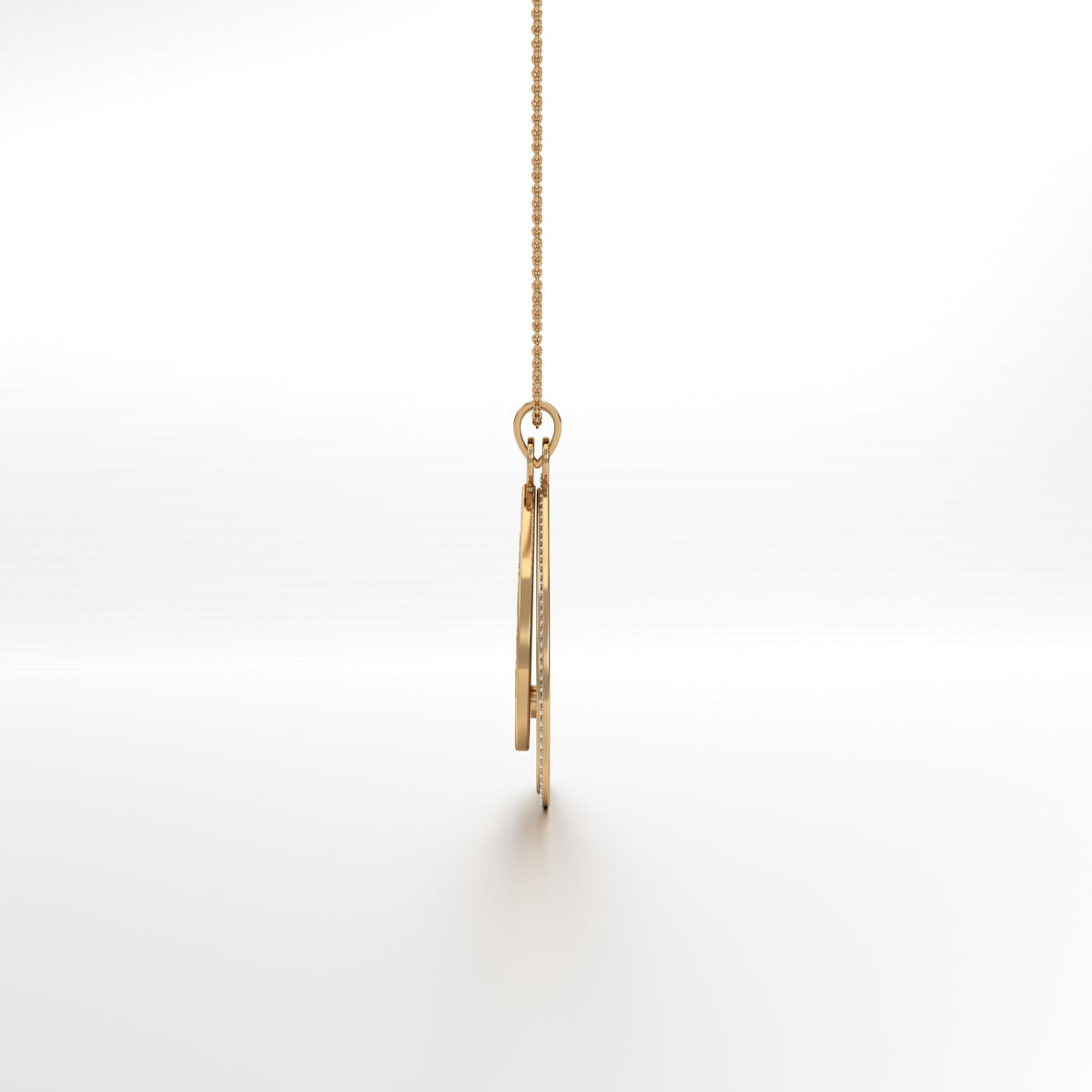 Parna Ganesha - Leaf Gold Double Pendant with Diamond Border