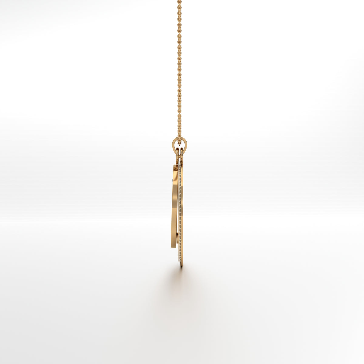 Padma Ganesha - Round Gold Double Pendant with Diamond Border