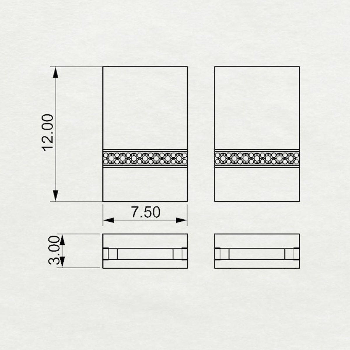 Aurm Rectangle - 'Set the bar' - Studs Medium