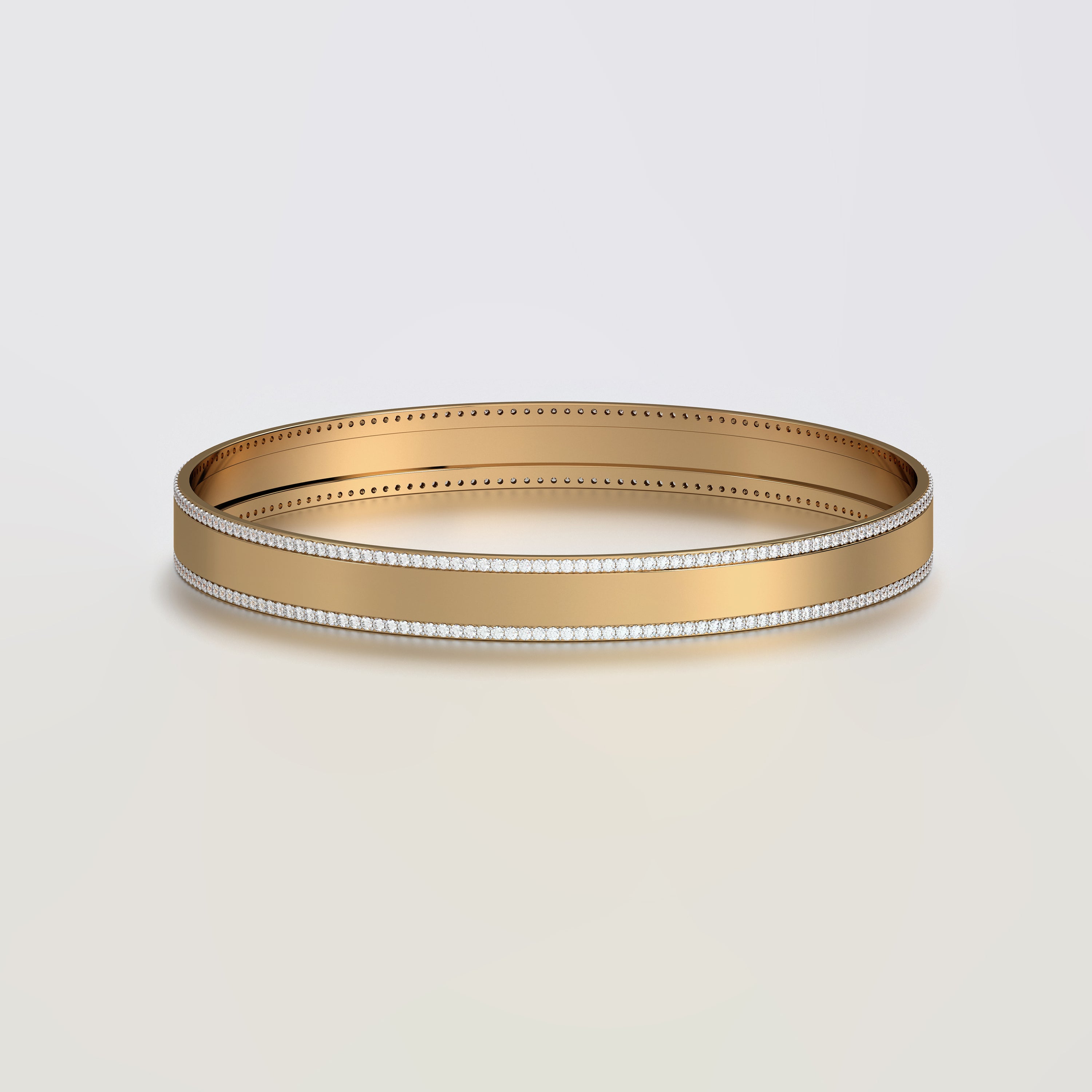 Aurm Broad Bangle With Diamond Lining Large