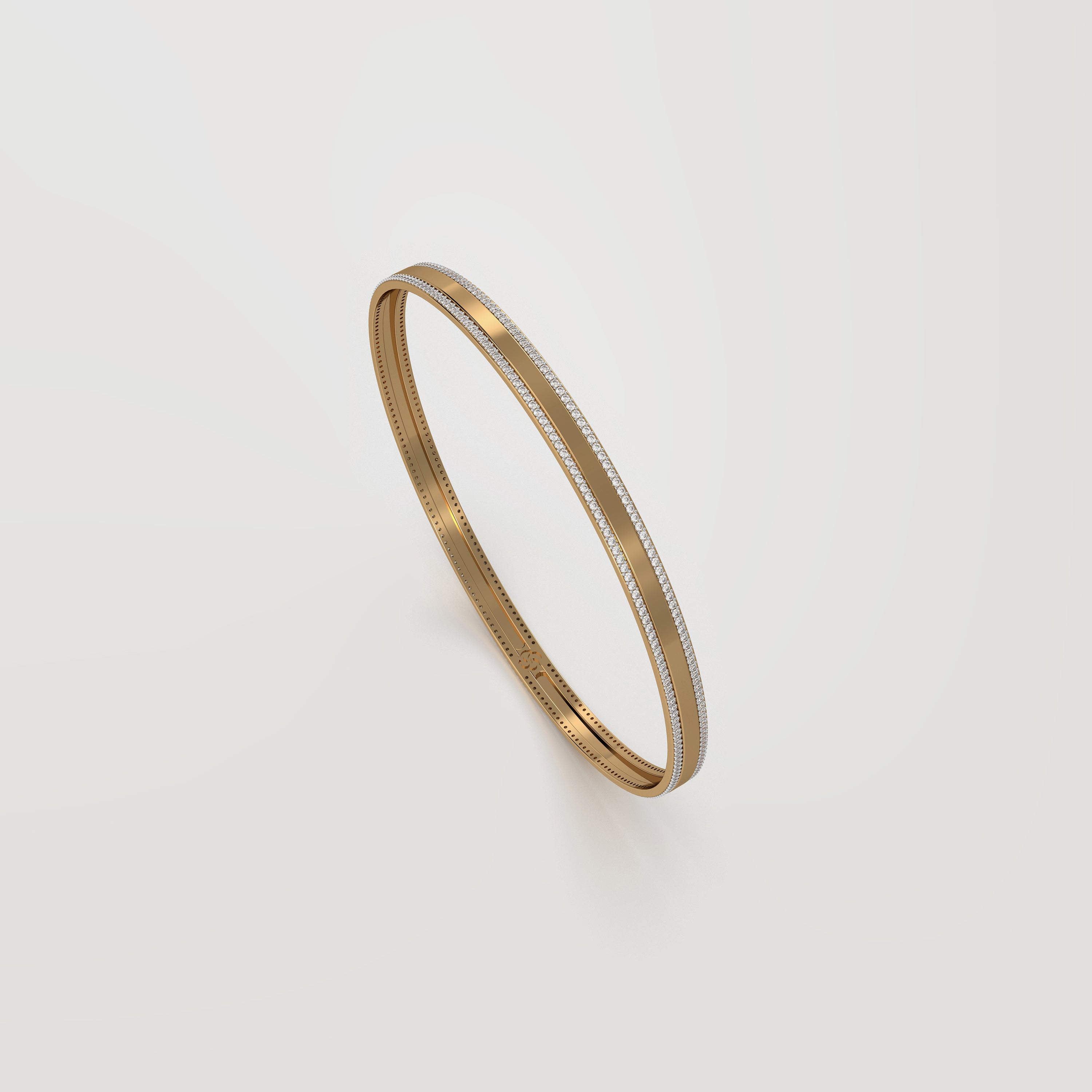 Aurm Slim Bangle With Diamond Lining Medium