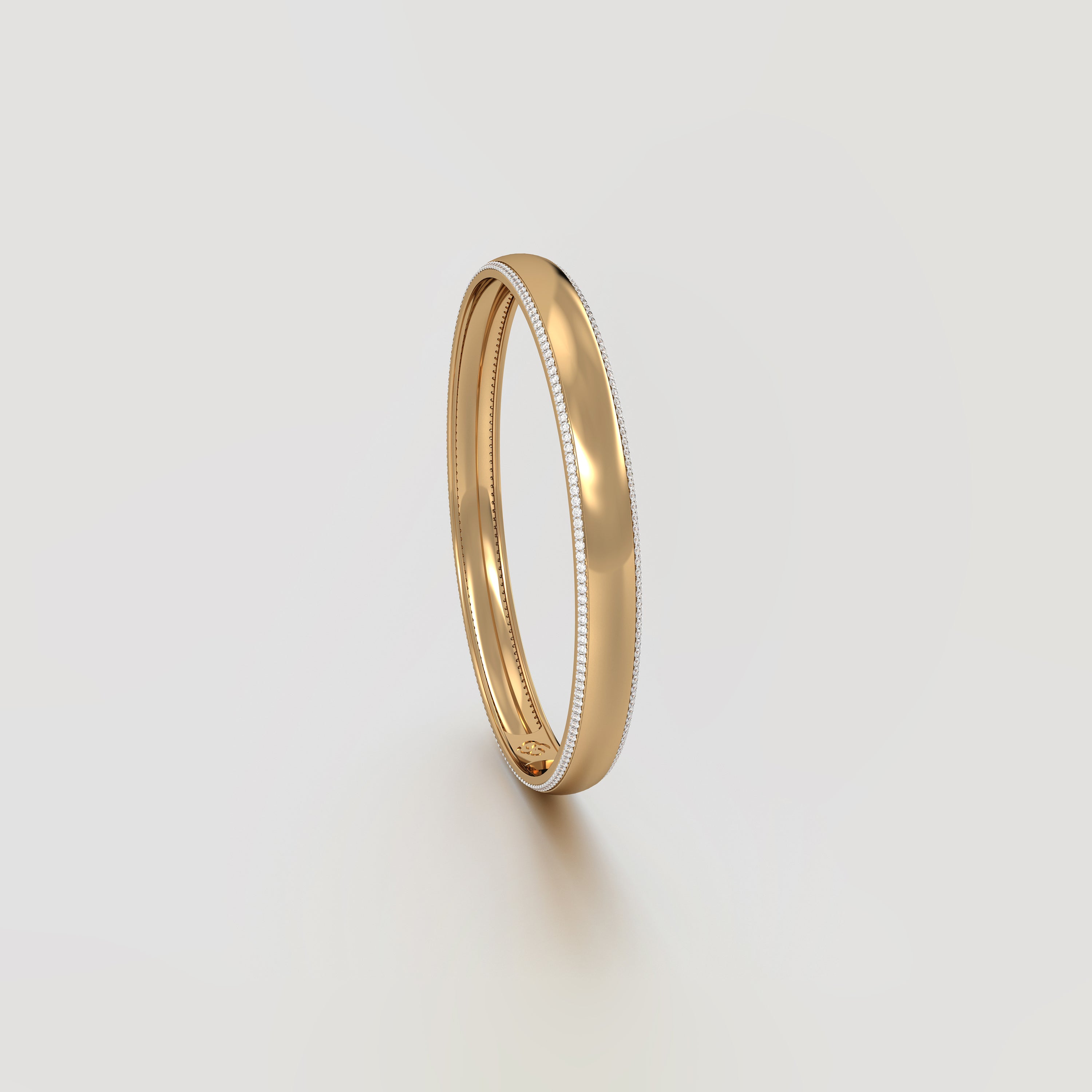 Aurm Broad Curved Bangle with Diamond Lining Large