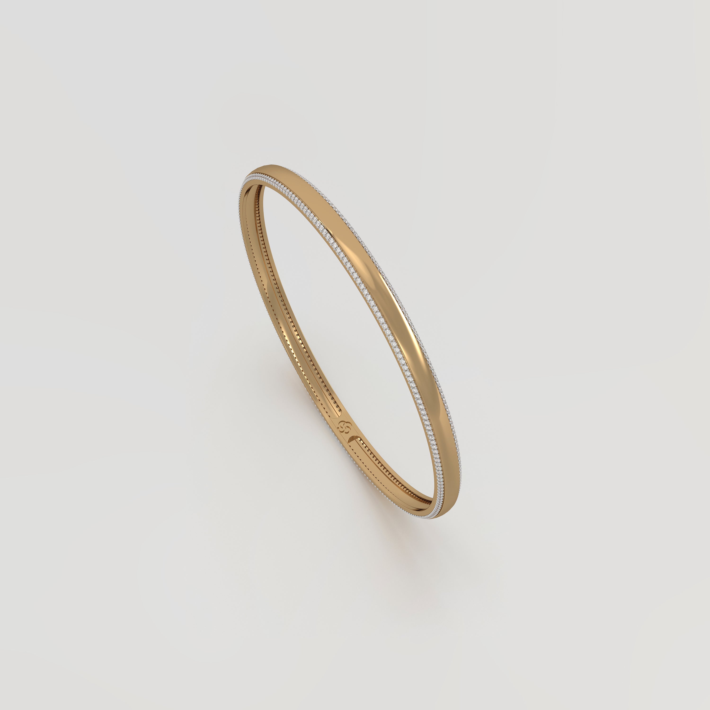 Aurm Slim Curved Bangle with Diamond Lining Medium