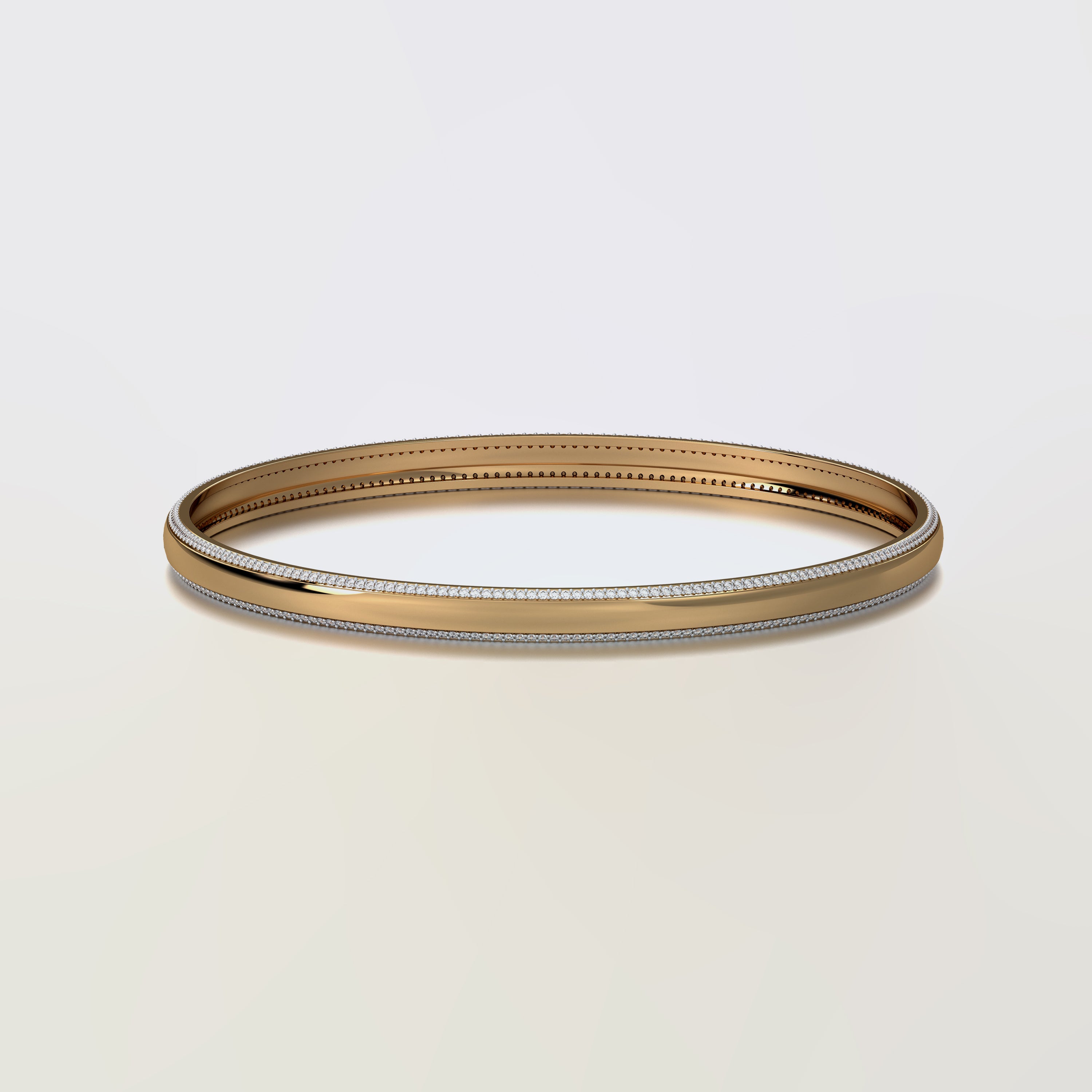 Aurm Slim Curved Bangle with Diamond Lining Medium