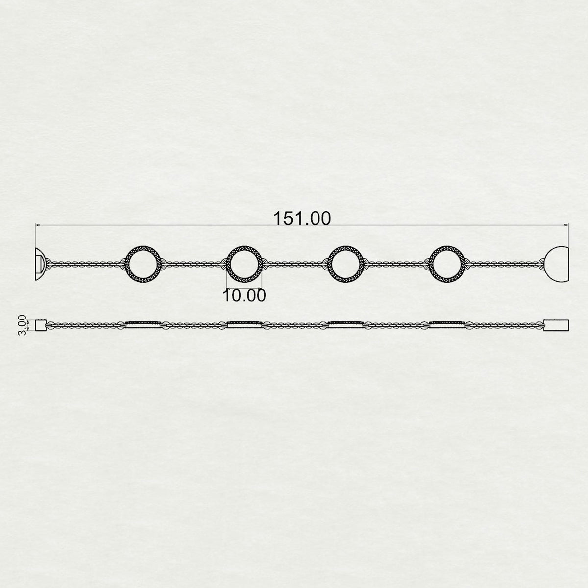Aurm 4 Disc- 'with a Diamond Lining' - Bracelet Medium
