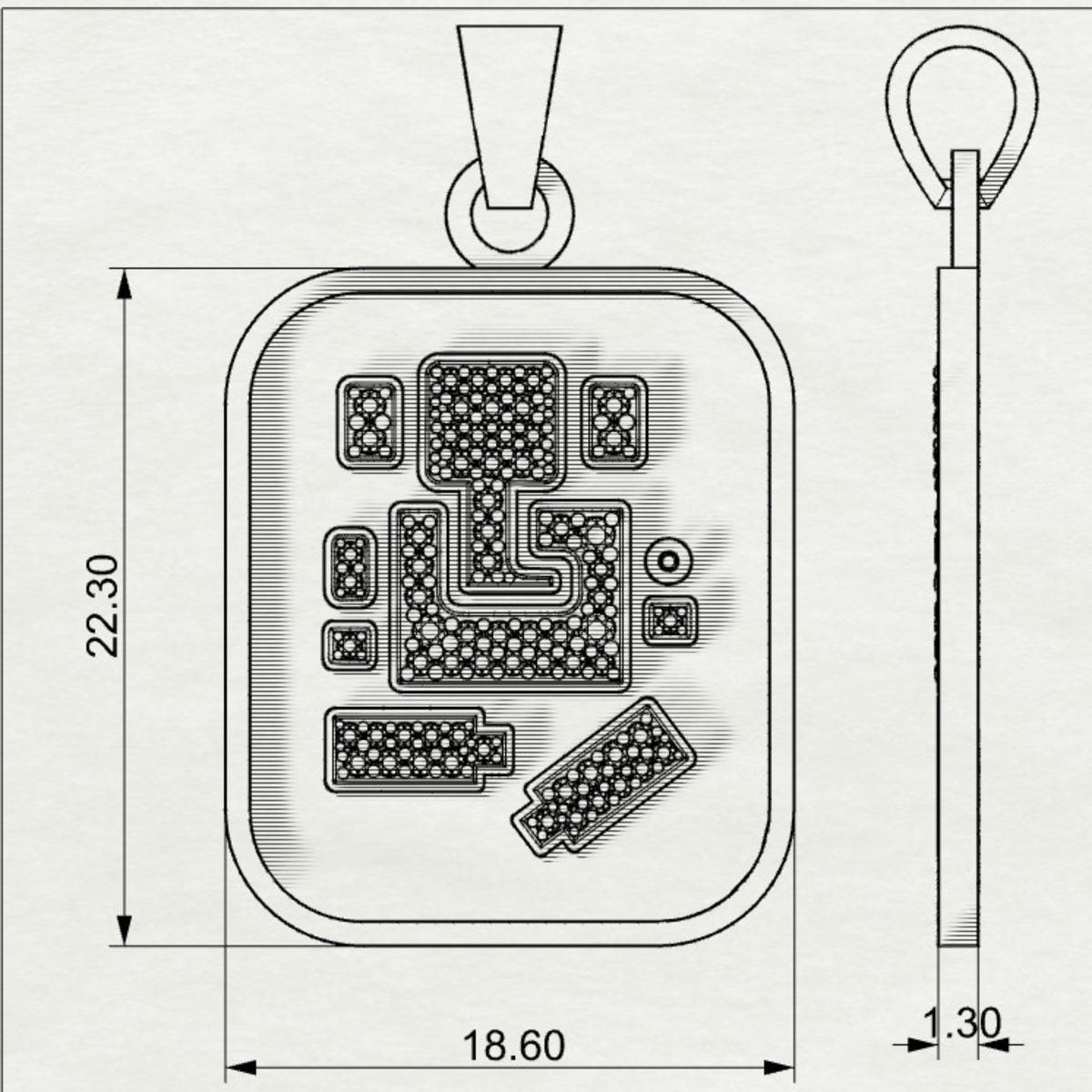Abhinav Ganesha - Rectangular Gold Pendant with Diamond Detailing
