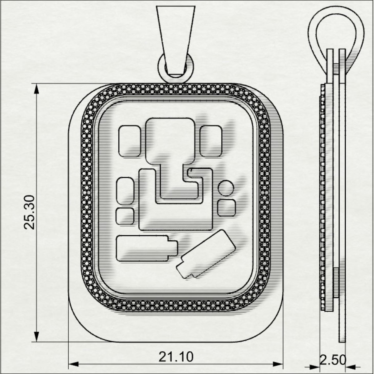 Abhinav Ganesha - Rectangular Gold Double Pendant with Diamond