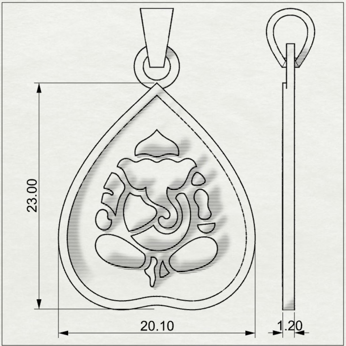 Parna Ganesha - Leaf Gold Pendant