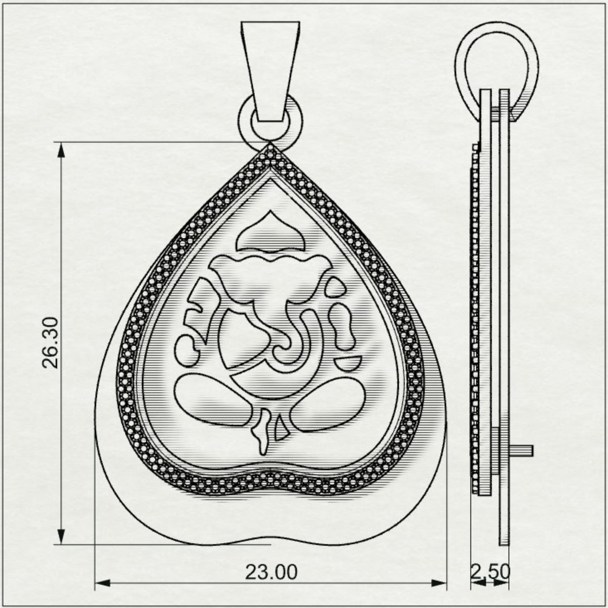 Parna Ganesha - Leaf Gold Double Pendant with Diamond