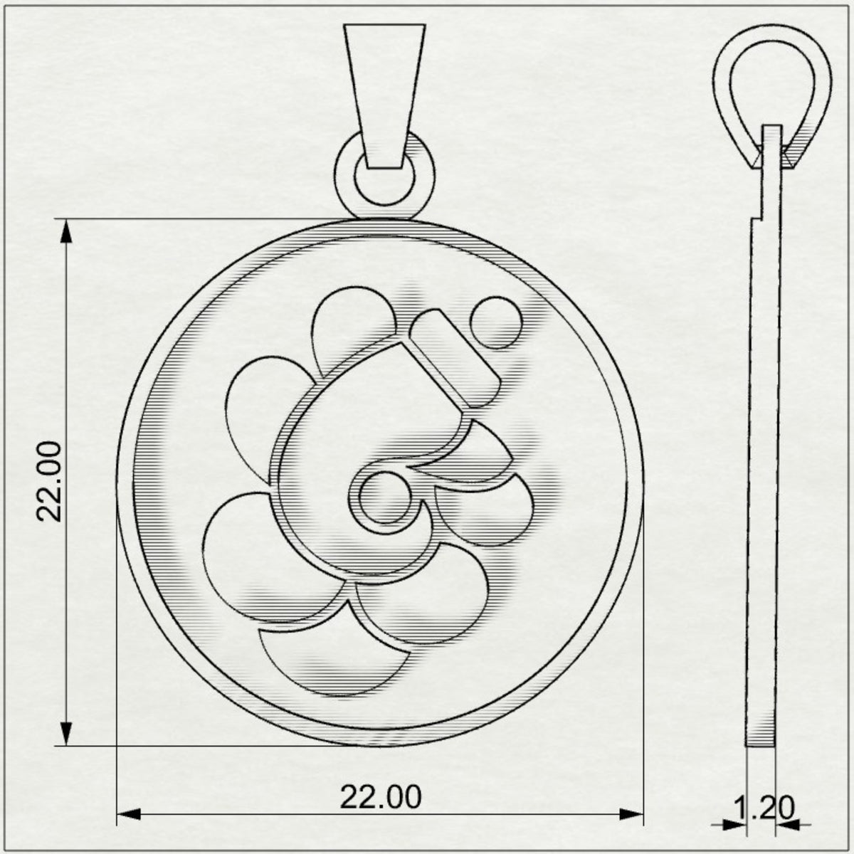 Padma Ganesha - Round Gold Pendant