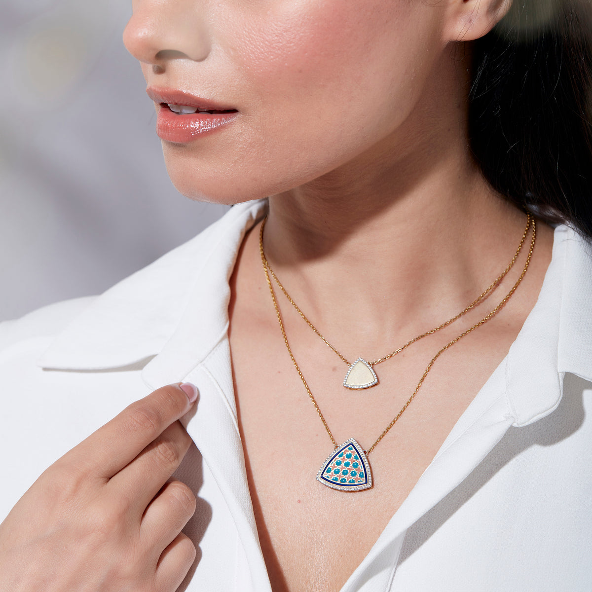 Omaira Double Chain Trillion Pendant Medium
