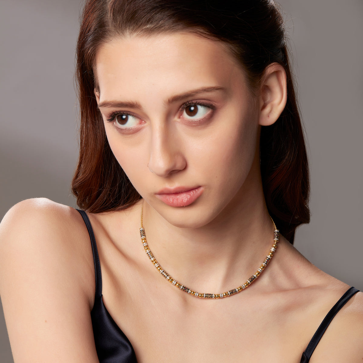 Selina Slim Gold Ball Necklace Medium