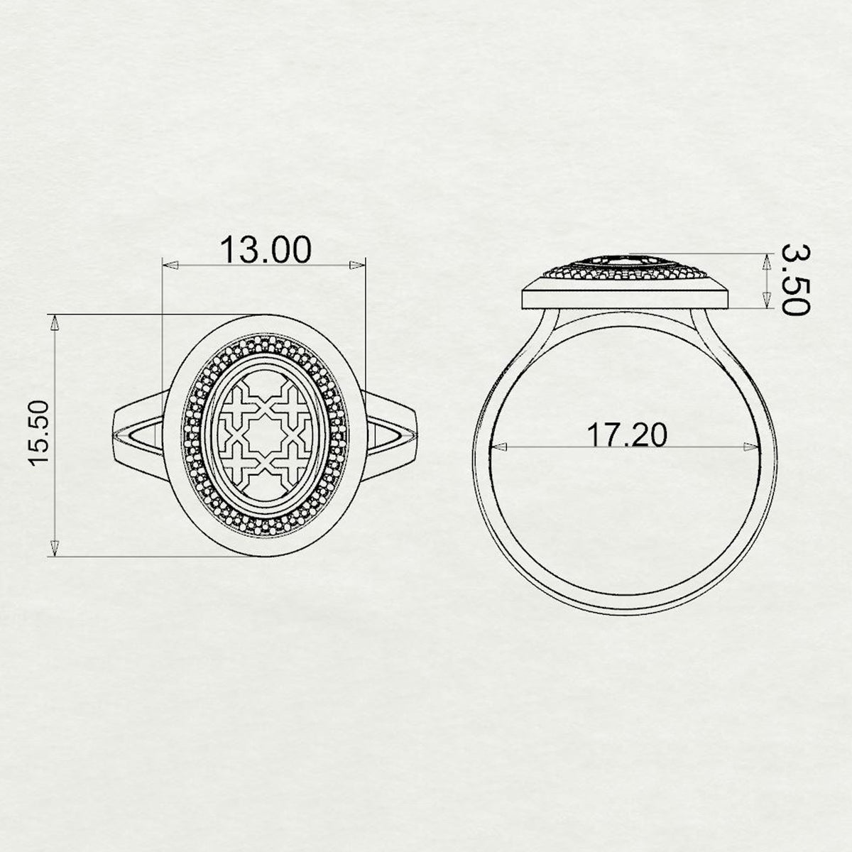 Aynur Vertical Oval Signet Ring Small