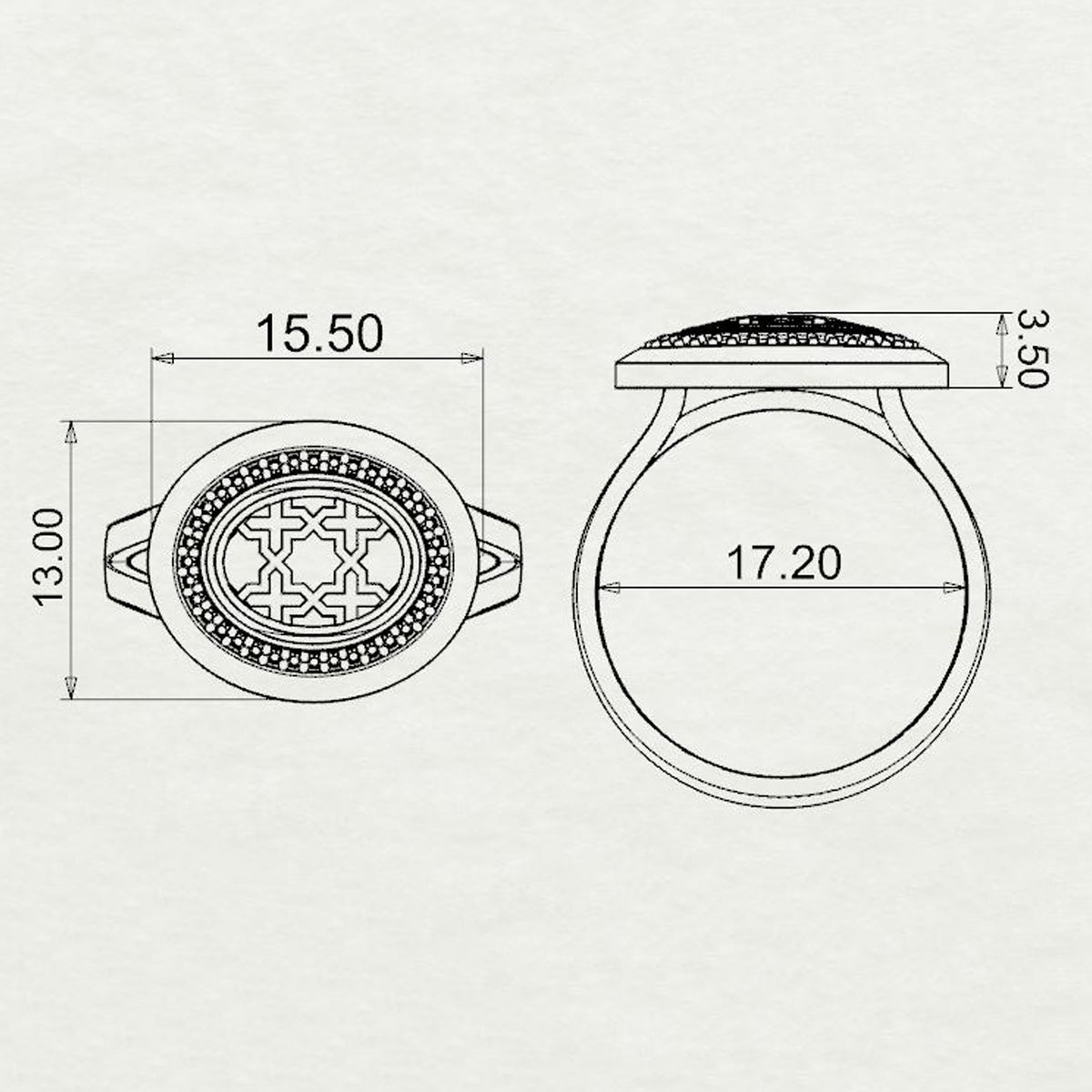 Aynur Horizontal Oval Signet Ring Small