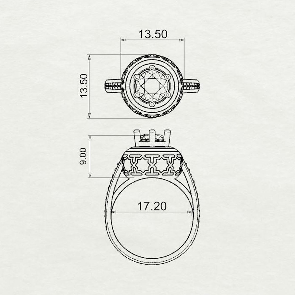 Amaan Curved Solitaire Ring Large