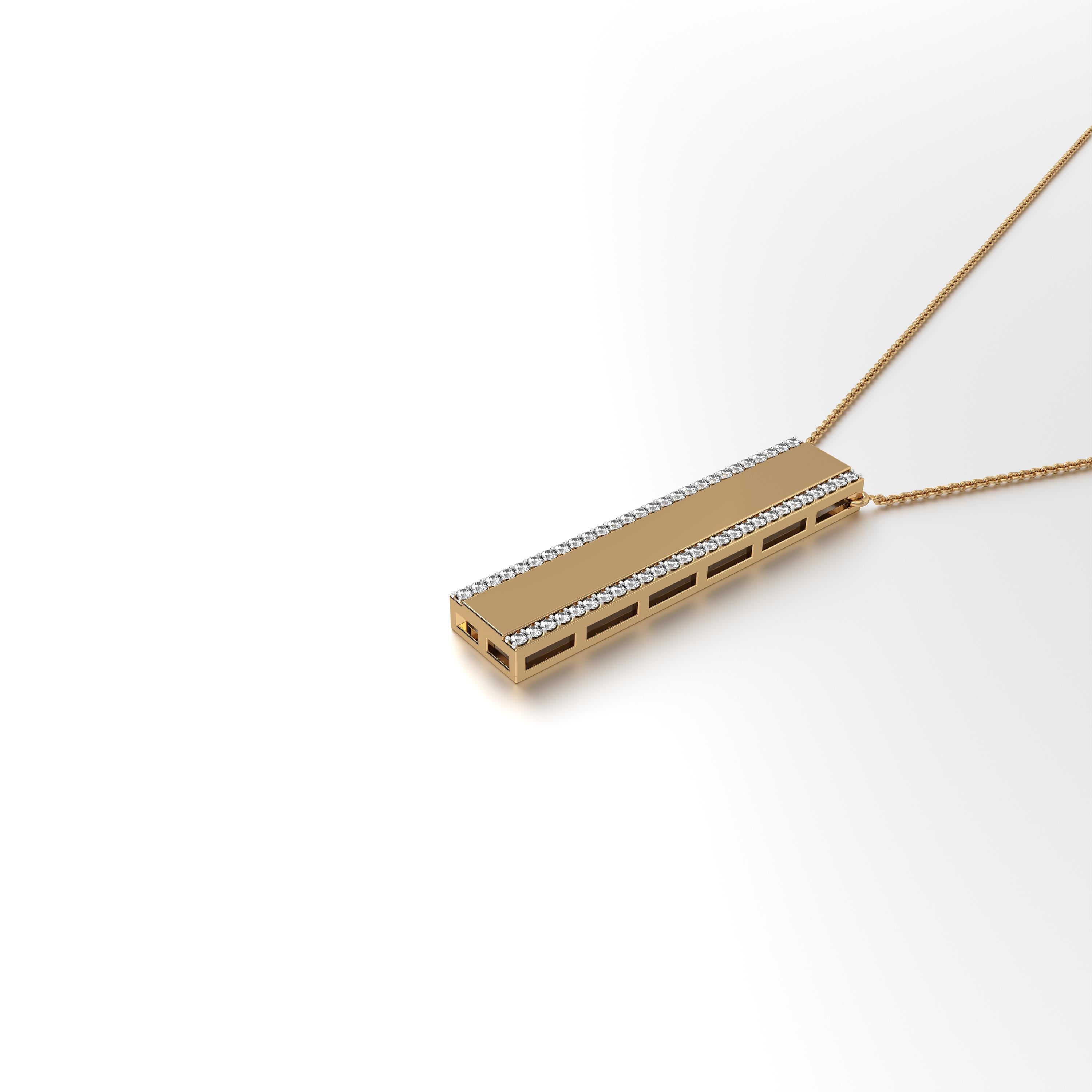 Aurm Vertical Bar - 'With Diamond Lining' - Pendant Large