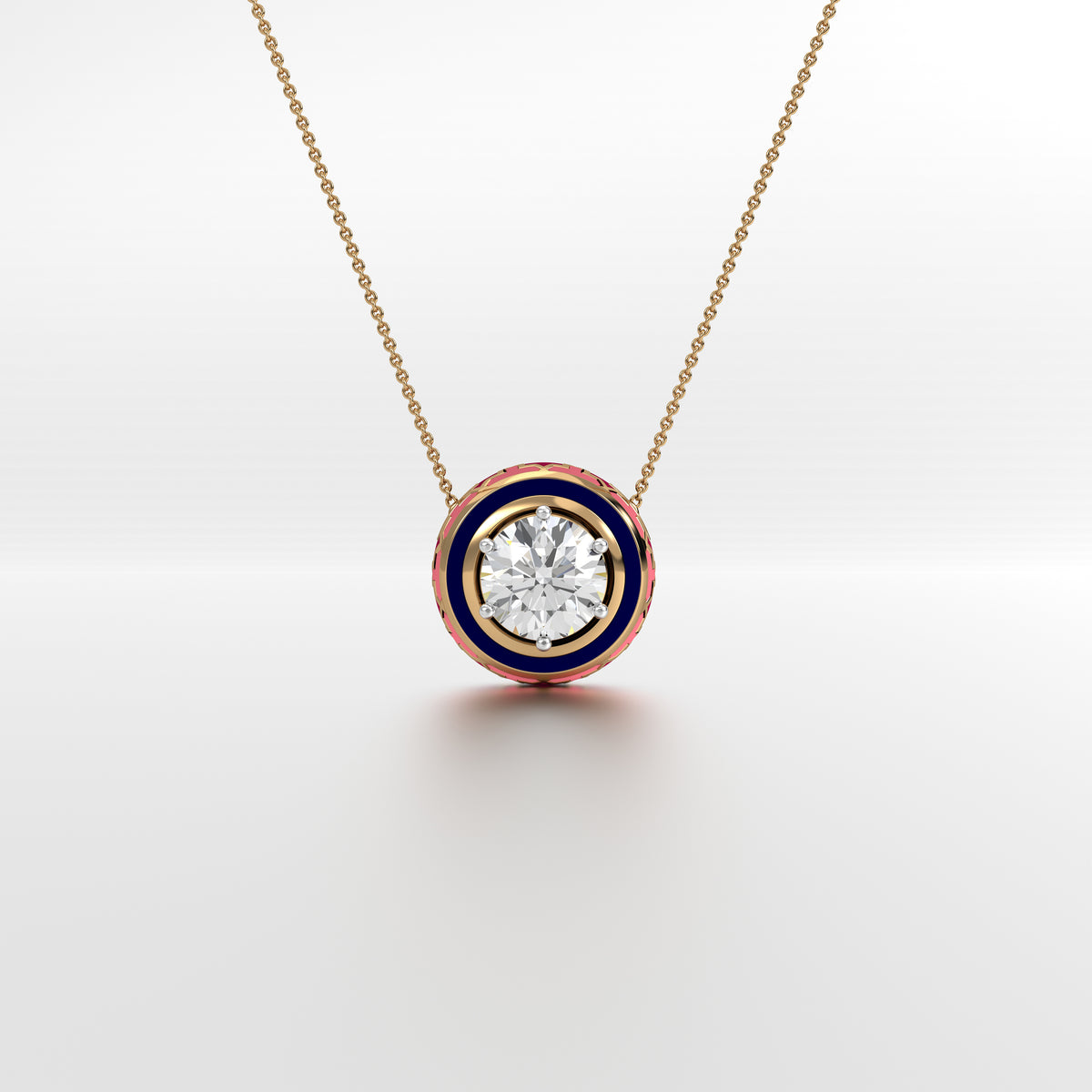 Amaan Curved Solitaire Pendant Large