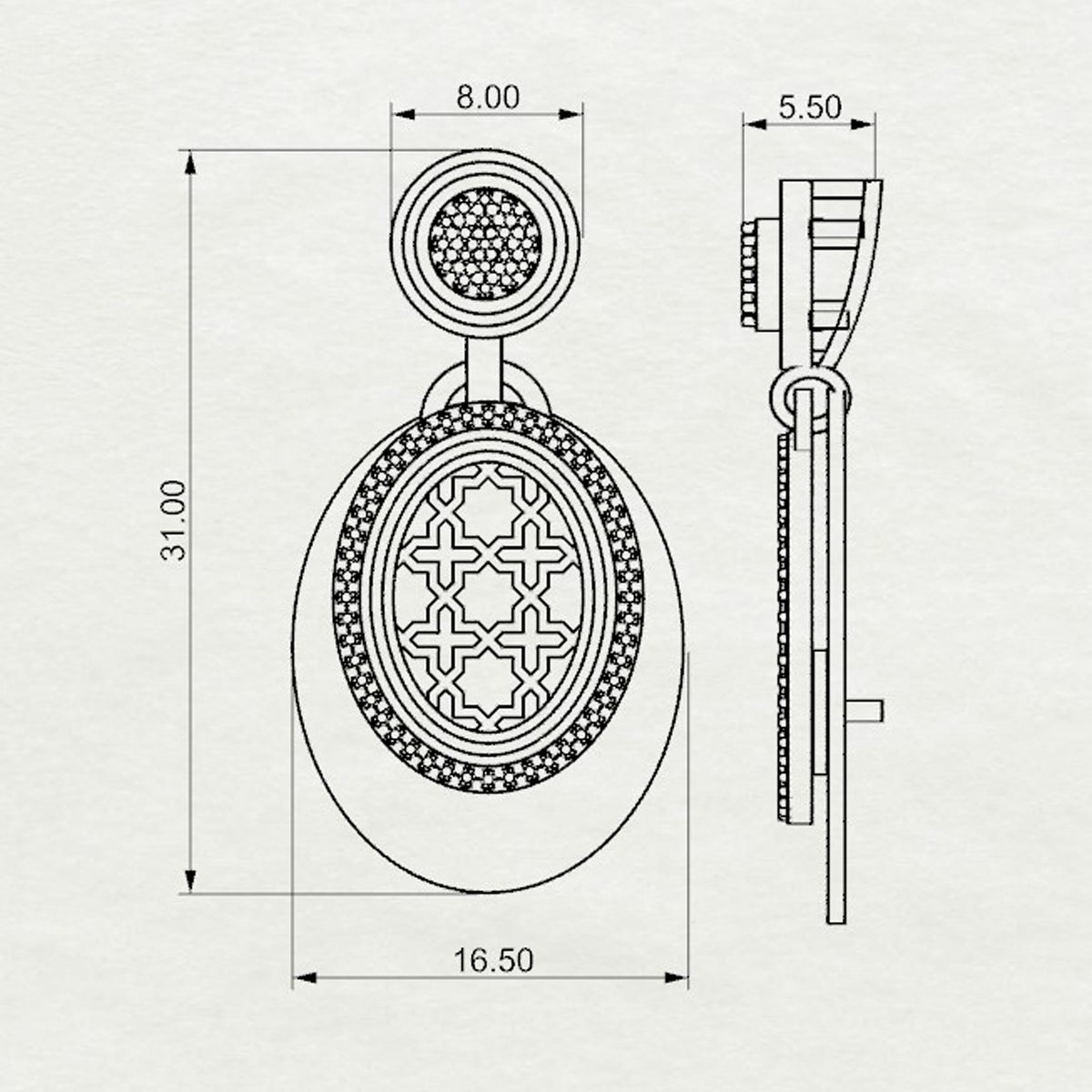 Gulsen Oval Double Dangler Pendant Medium