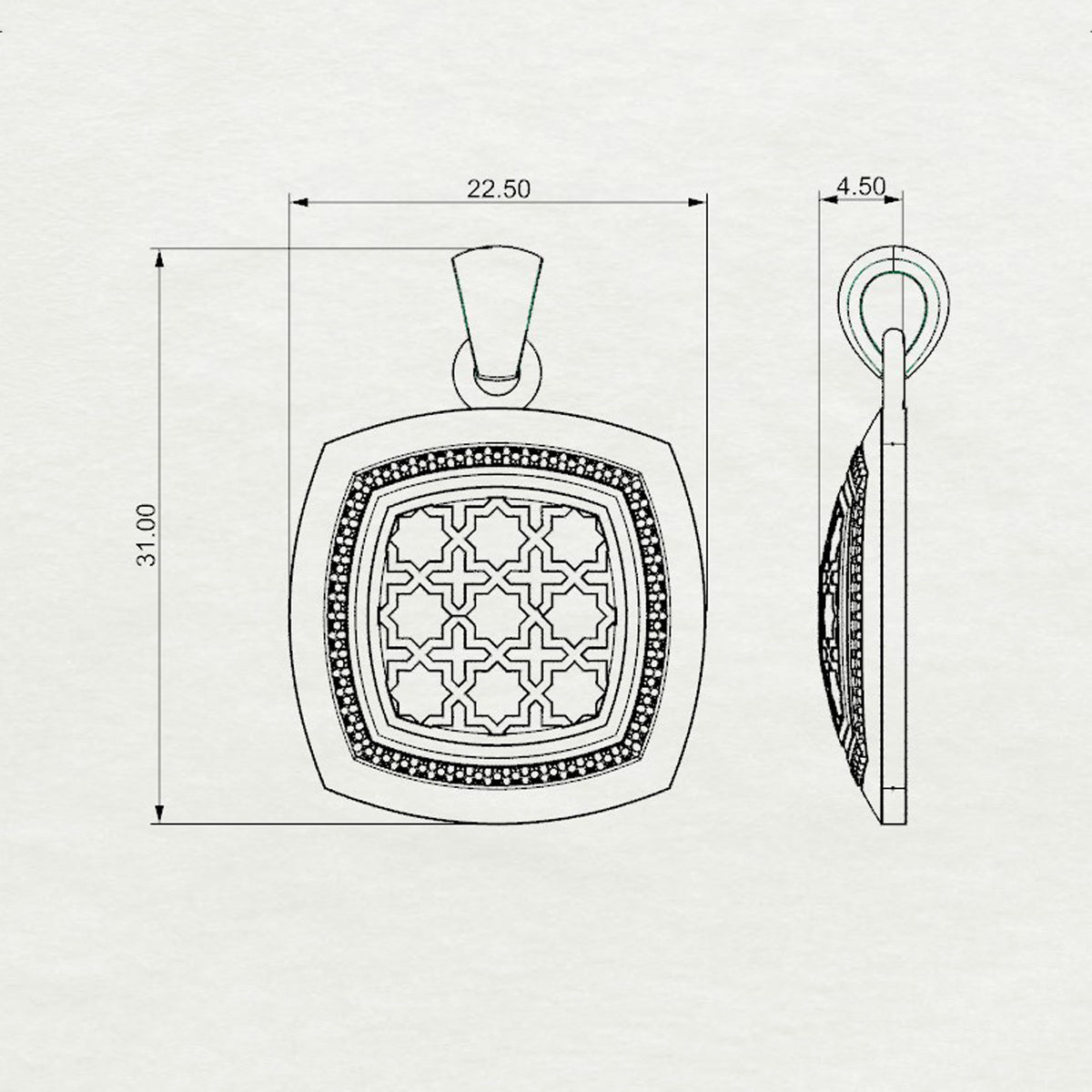 Aynur Cushion Pendant with Loop Large