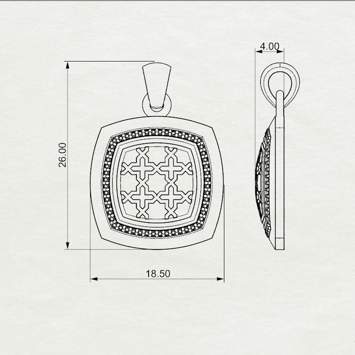 Aynur Cushion Pendant with Loop Medium
