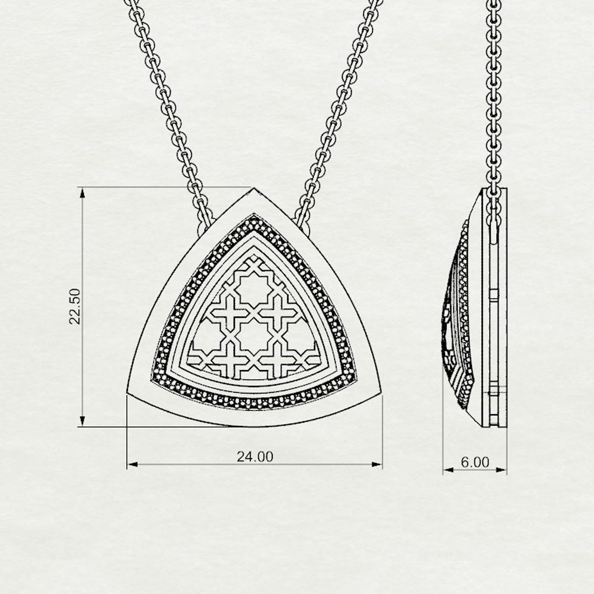 Aynur Trillion Pendant with Attached Chain Large