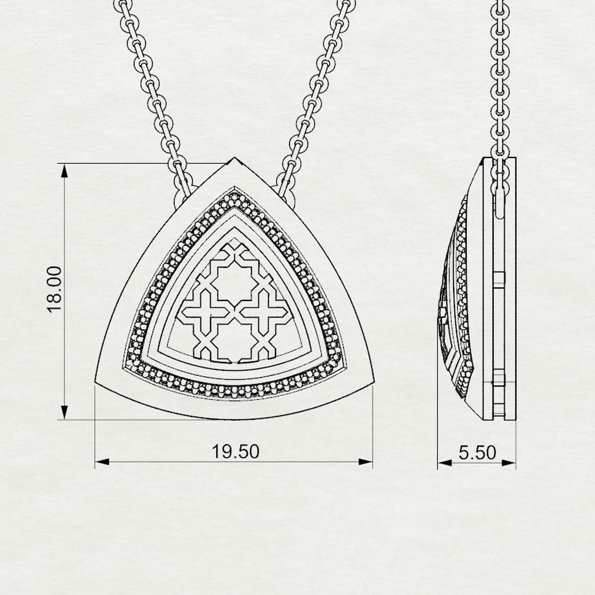 Aynur Trillion Pendant with Attached Chain Medium