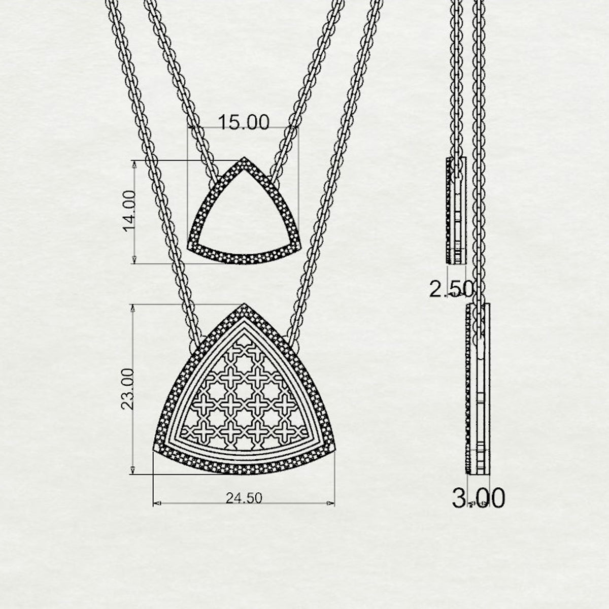 Omaira Double Chain Trillion Pendant Medium