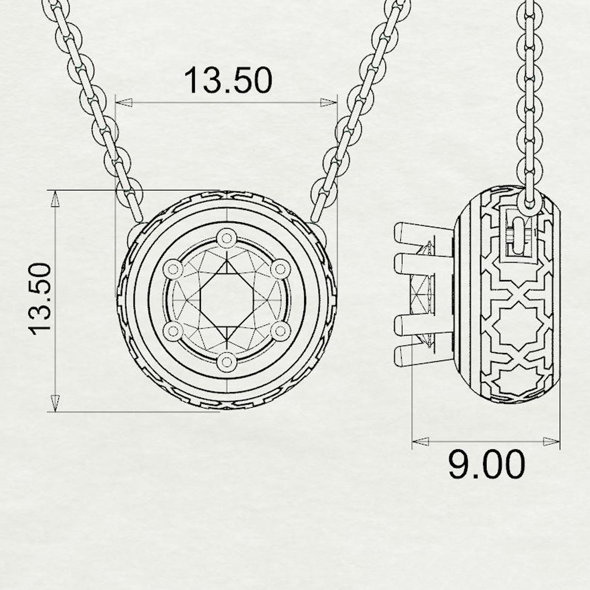 Amaan Curved Solitaire Pendant Large