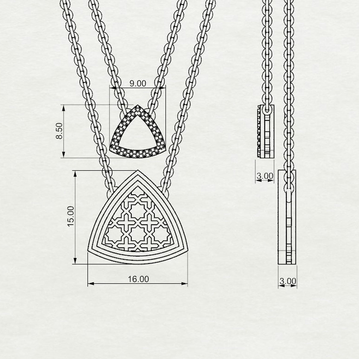 Omaira Double Chain Trillion Pendant Small