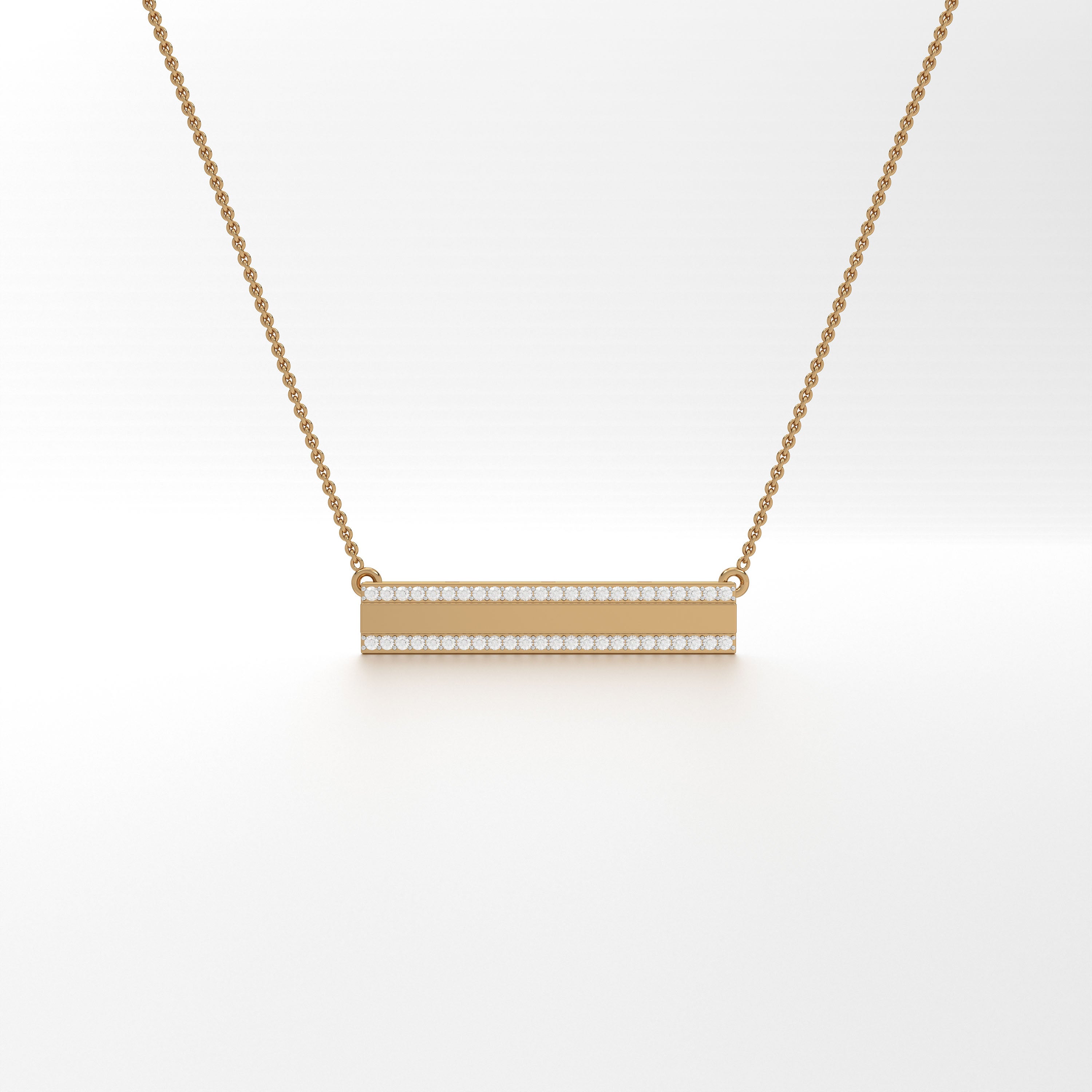 Aurm Horizontal Bar - 'With Diamond Lining' - Pendant Medium