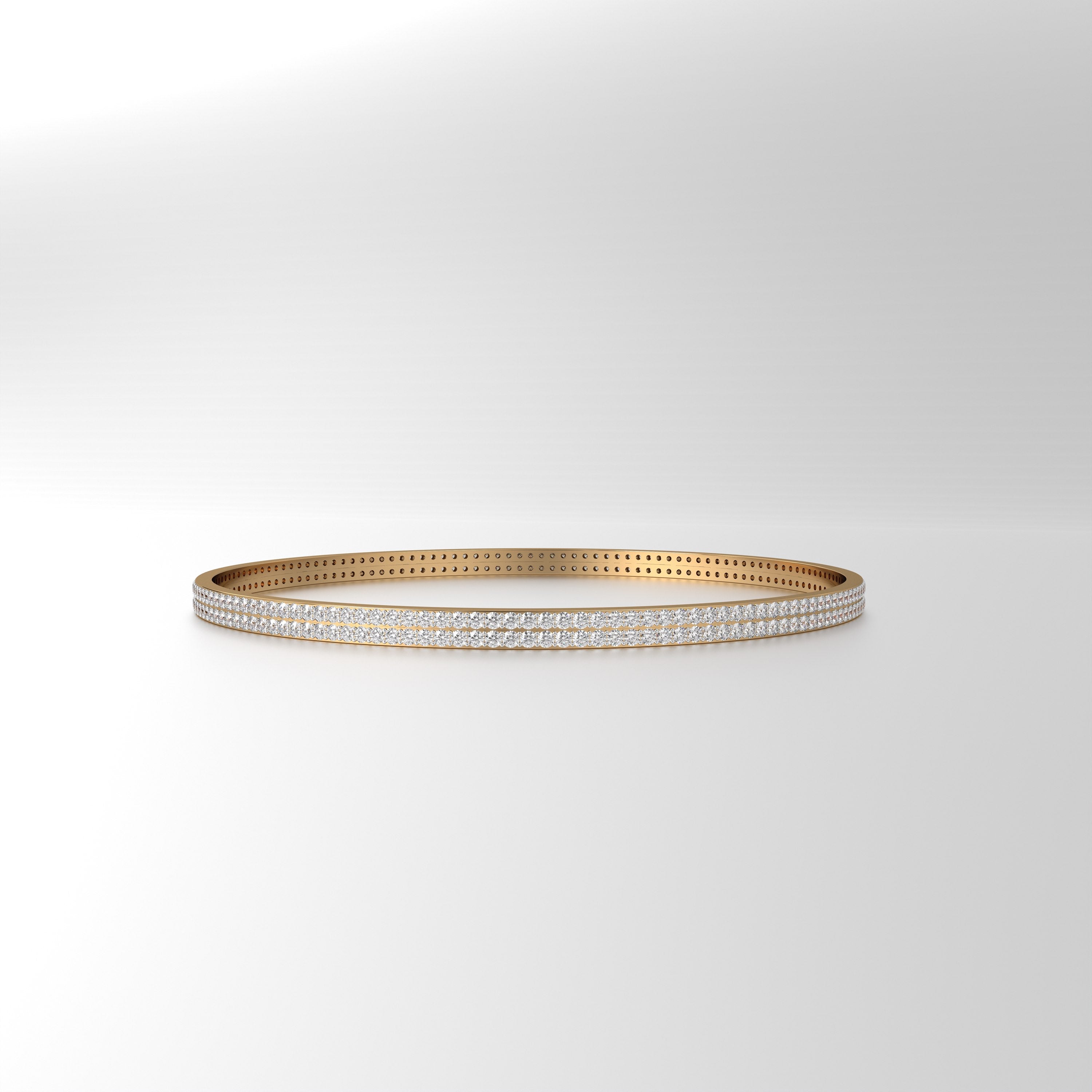 Nora Double Line Diamond Bangle - Medium