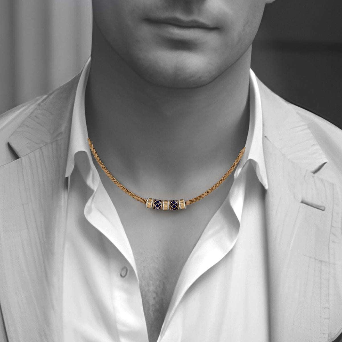 Azeem Double block bullet chain Necklace