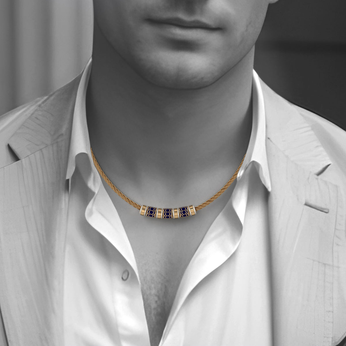 Azeem Triple block bullet chain Necklace