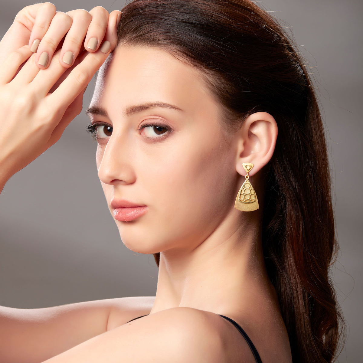 Gulsen - Plain Gold Trillion Double Danglers - Small