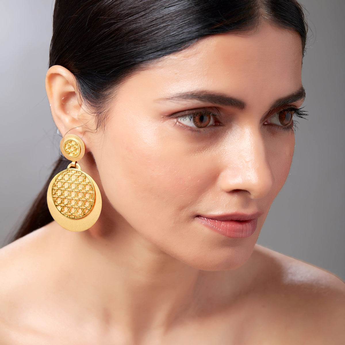 Gulsen - Plain Gold Yellow Double Danglers - Large