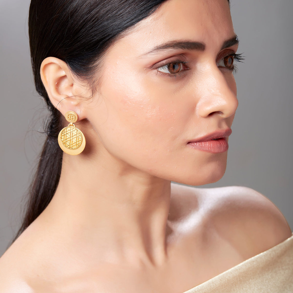 Gulsen - Plain Gold Yellow Double Danglers - Small
