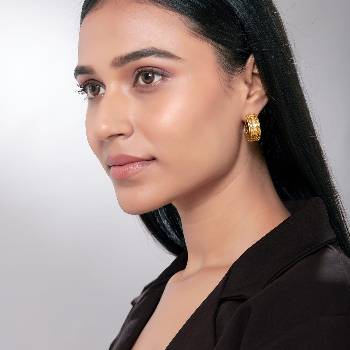 Emira Plain Gold Hoops - Large