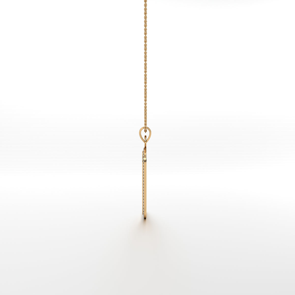 Abhinav Ganesha - Rectangular Gold Pendant with Diamond Border