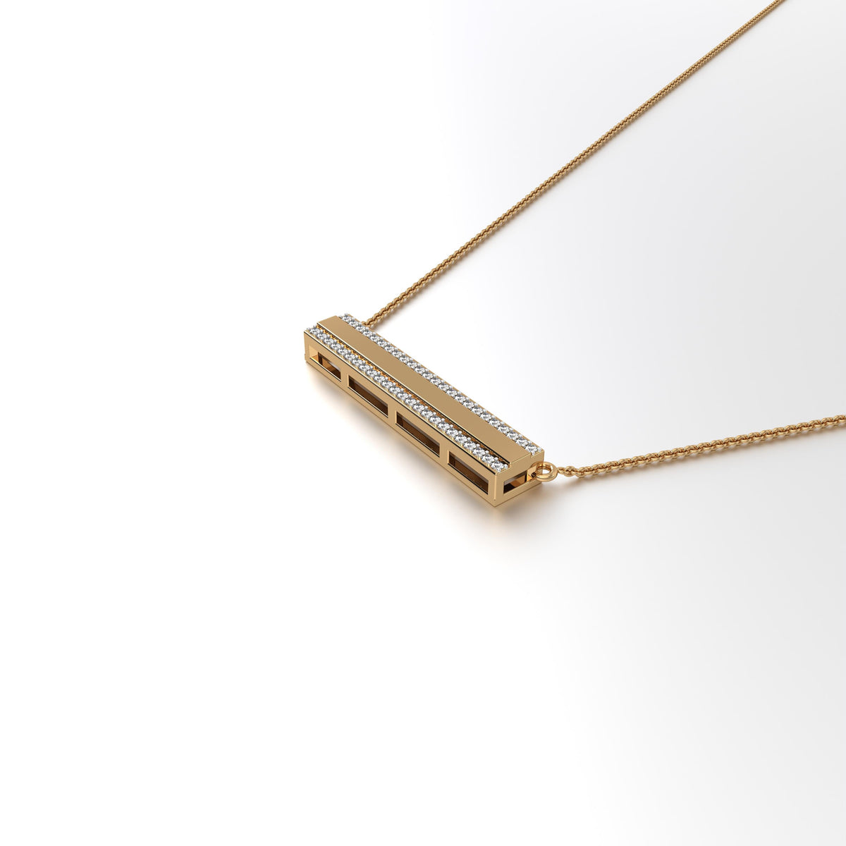 Aurm Horizontal Bar - 'With Diamond Lining' - Pendant Medium