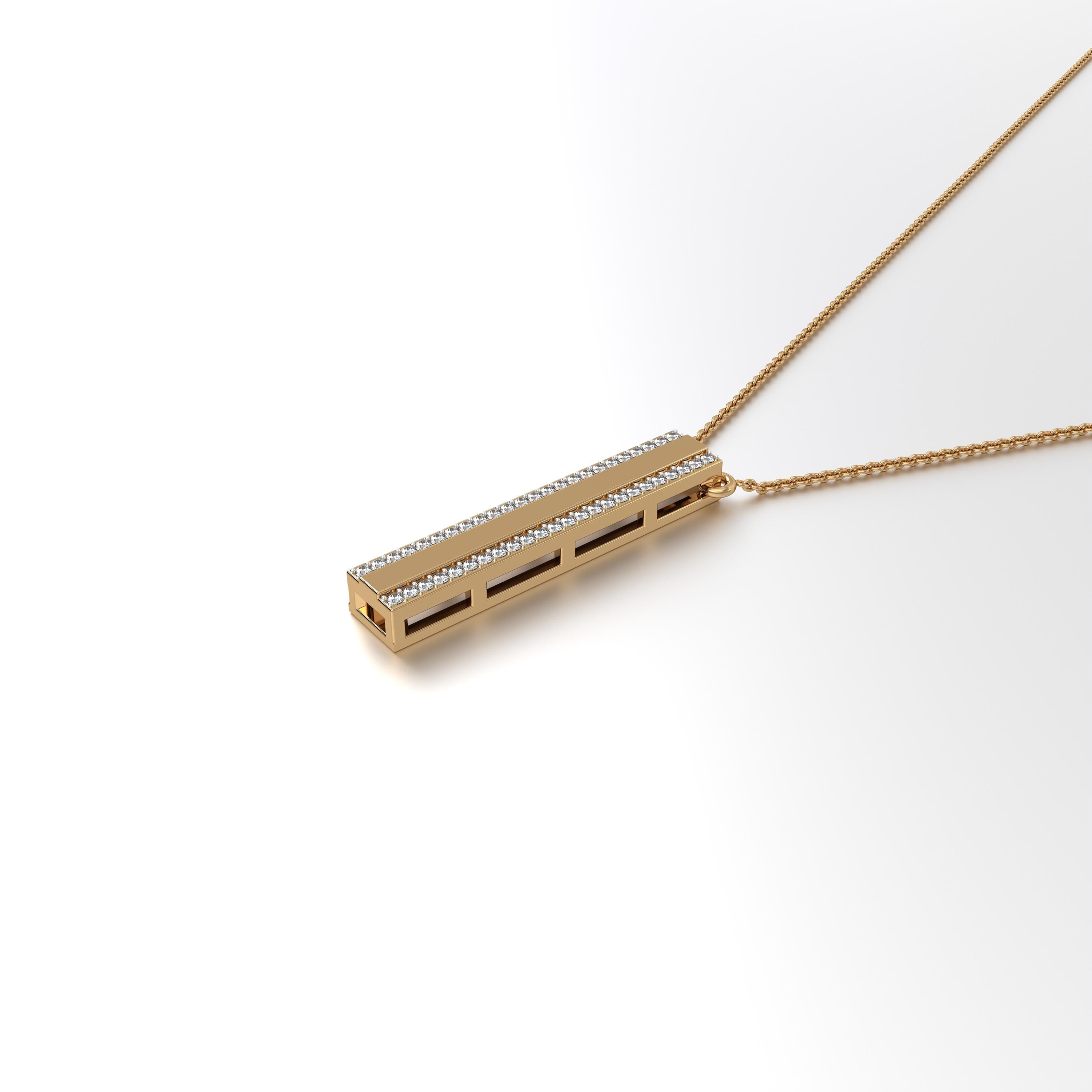 Aurm Vertical Bar - 'With Diamond Lining' - Pendant Medium