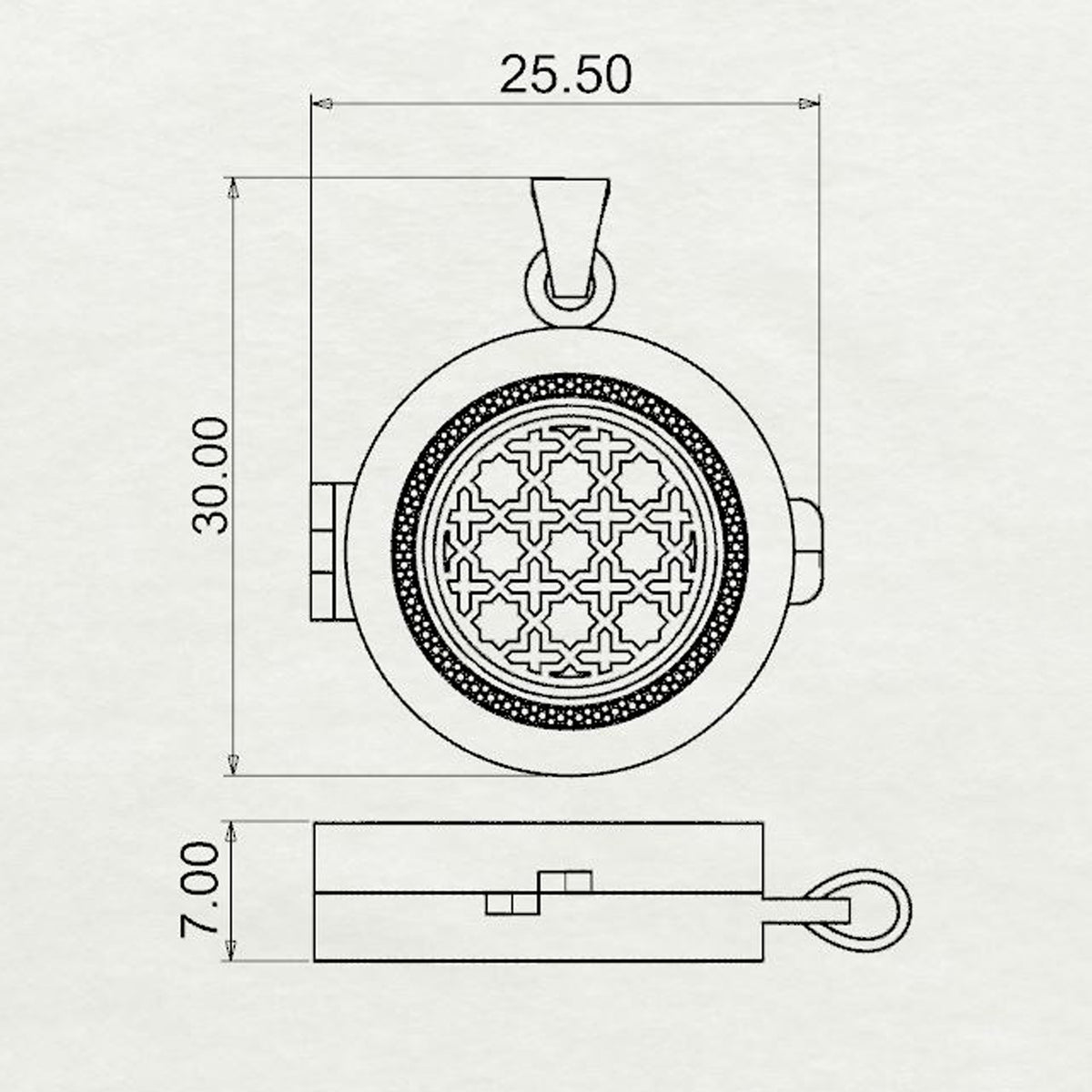 Aayat Round Taawiz with Diamond Outline medium