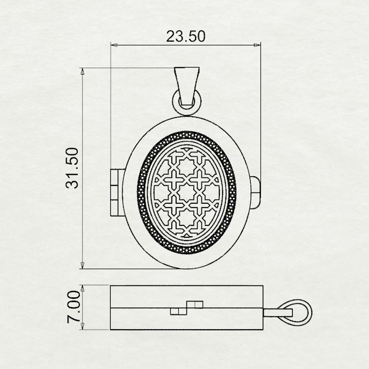 Aayat Oval Taawiz with Diamond Outline medium