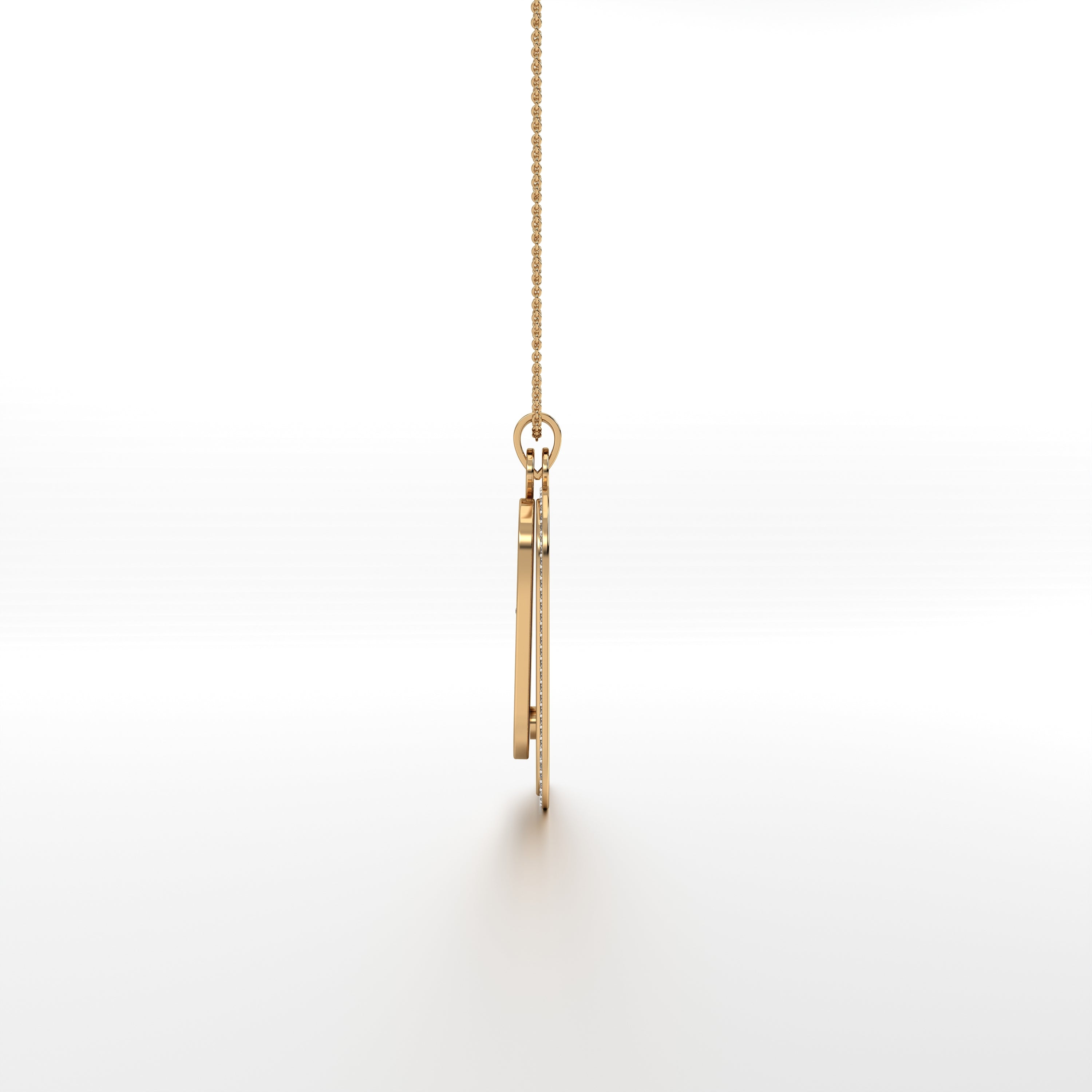 Abhinav Ganesha - Rectangular Gold Double Pendant with Diamond Border