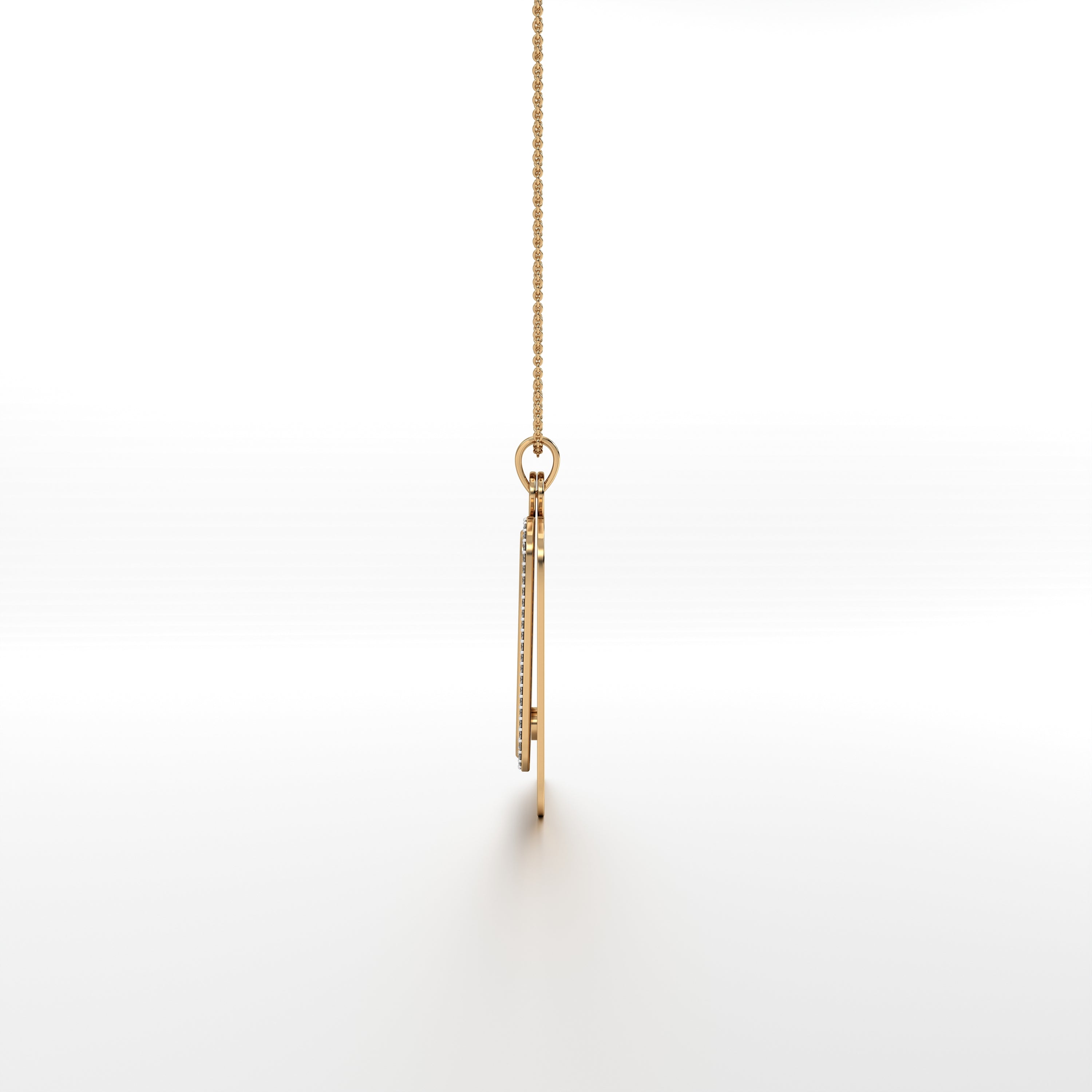 Padma Ganesha - Square Gold Double Pendant with Diamond