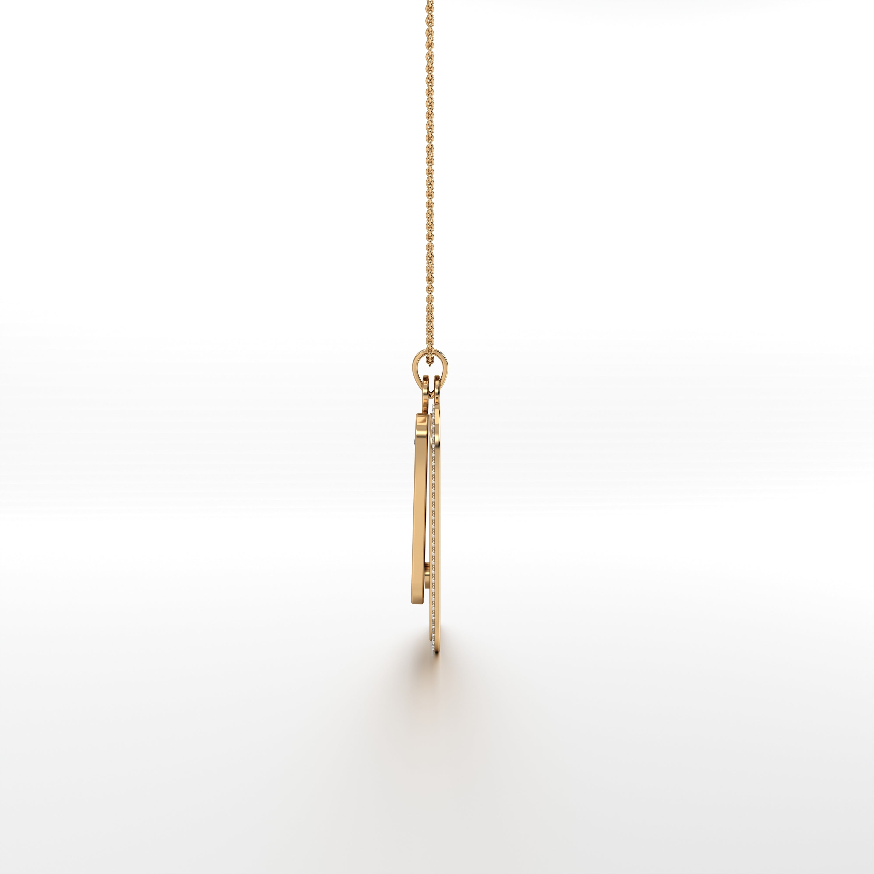 Padma Ganesha - Square Gold Double Pendant with Diamond Border