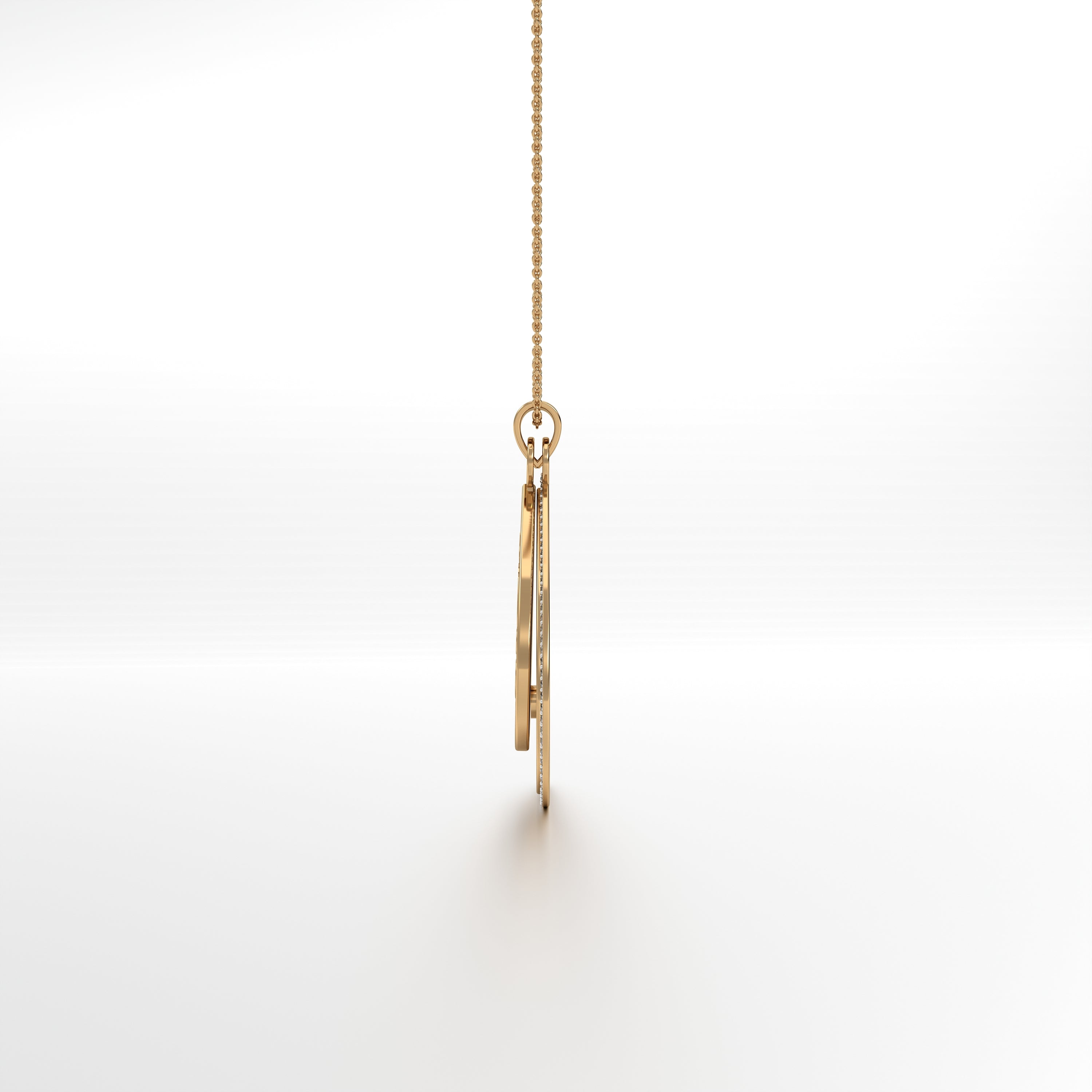 Parna Ganesha - Leaf Gold Double Pendant with Diamond Border