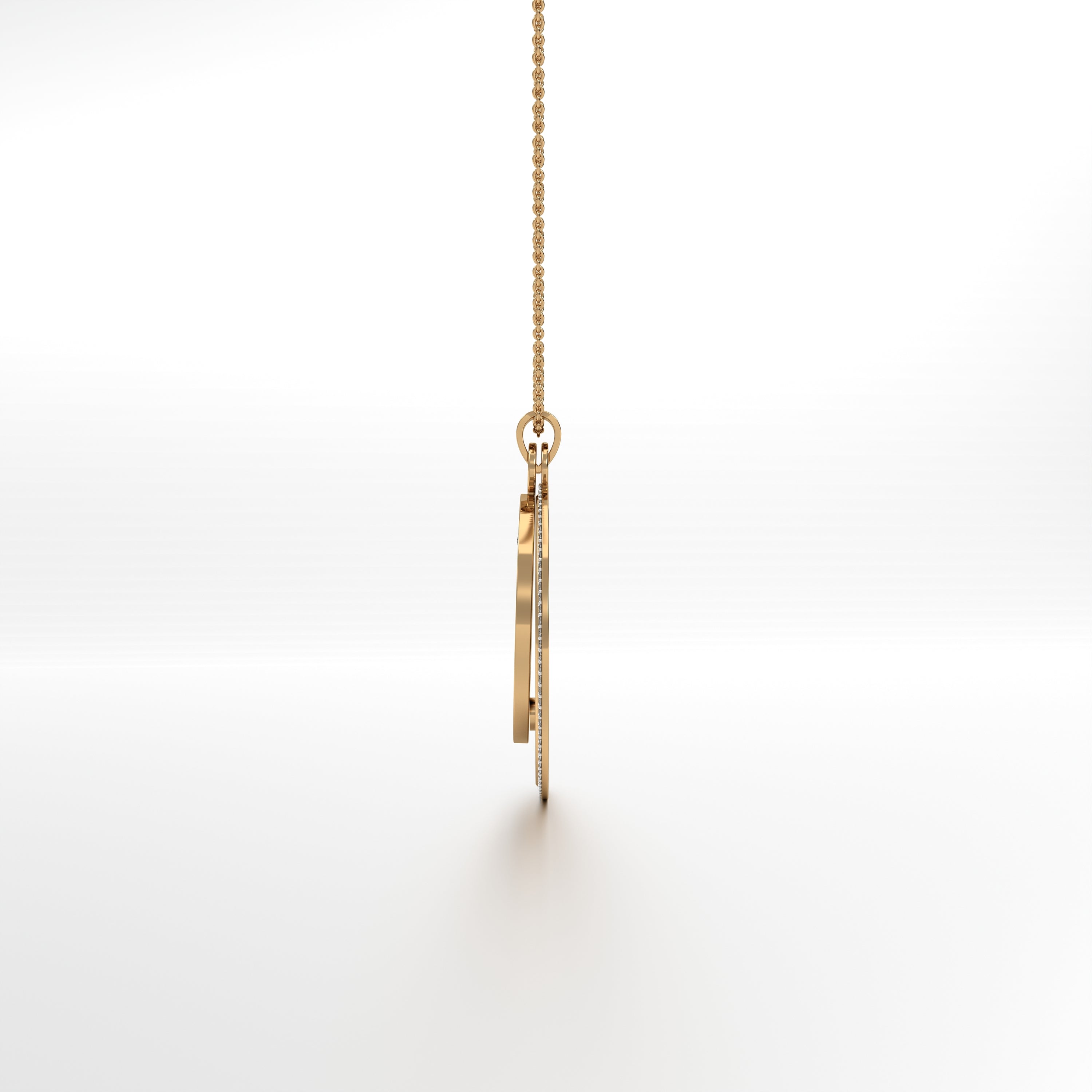 Padma Ganesha - Round Gold Double Pendant with Diamond Border