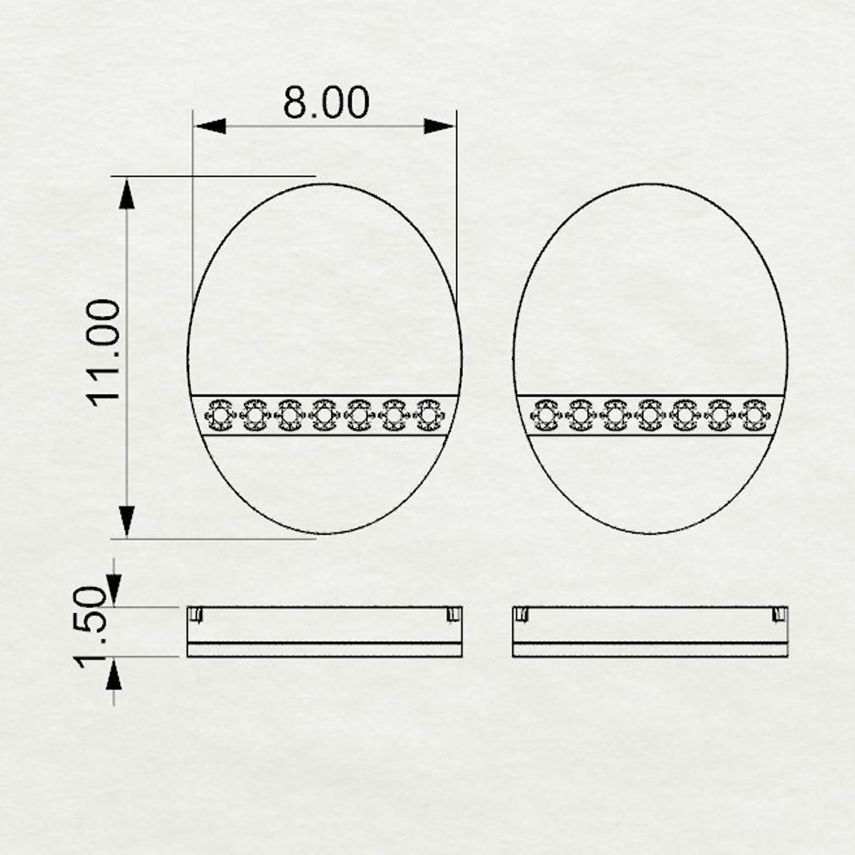 Aurm Oval - 'Set the bar' - Studs Small